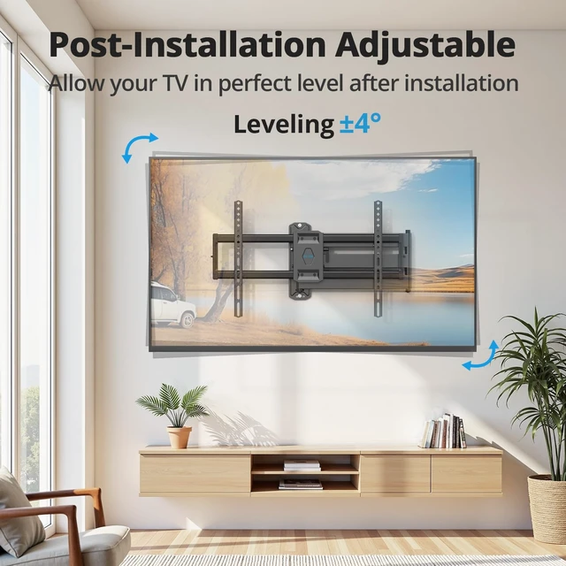 Alt view image 5 of 7 - Corner TV Wall Mount Long Arm Full Motion for 55 65 70 75 inch TVs UL Listed, Fit 37-84" TV, Hold 100lbs, Swivel 180°, Tilt +5/-15°, Level +/-4°, 32" Arm Extension, VESA600x400mm, Single Stud