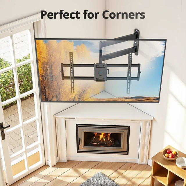 Alt view image 6 of 7 - Corner TV Wall Mount Long Arm Full Motion for 55 65 70 75 inch TVs UL Listed, Fit 37-84" TV, Hold 100lbs, Swivel 180°, Tilt +5/-15°, Level +/-4°, 32" Arm Extension, VESA600x400mm, Single Stud