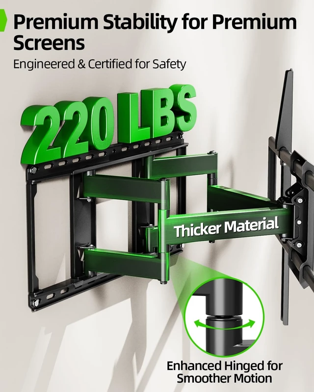 Alt view image 2 of 7 - Heavy Duty Full Motion TV Wall Mount for 60-120 Inch TVs, Holds 220lbs, 28" Extension Wall Bracket, Preassembled TV Mount for 65" 75" 85" 90" 98" 100", Max VESA 900x600mm, Fits 12-24" Studs