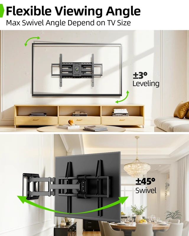 Alt view image 7 of 7 - Heavy Duty Full Motion TV Wall Mount for 60-120 Inch TVs, Holds 220lbs, 28" Extension Wall Bracket, Preassembled TV Mount for 65" 75" 85" 90" 98" 100", Max VESA 900x600mm, Fits 12-24" Studs
