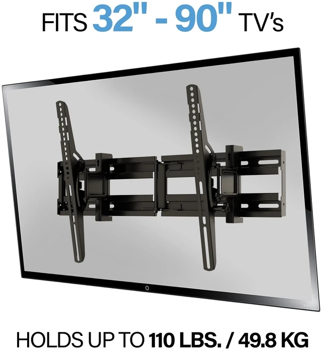 Alt view image 2 of 7 - SANUS Extendable Tilting TV Wall Mount for 3290 TVs up to 110 lbs 5.2 Extension for Easy Cable Access and Added Tilt, Tool-Free Tilt to Reduce Glare, Low Profile Design