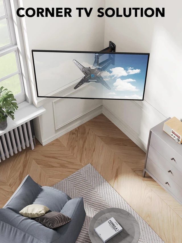 Alt view image 5 of 7 - TV Wall Mount for Most 26 32 50 55-60 inch TVs, Full Motion TV Mount with Swivel, Tilt & Extension, Single Stud Wall Mount Bracket Holds up to 77 lbs, Max VESA 400x400mm, PIMF11