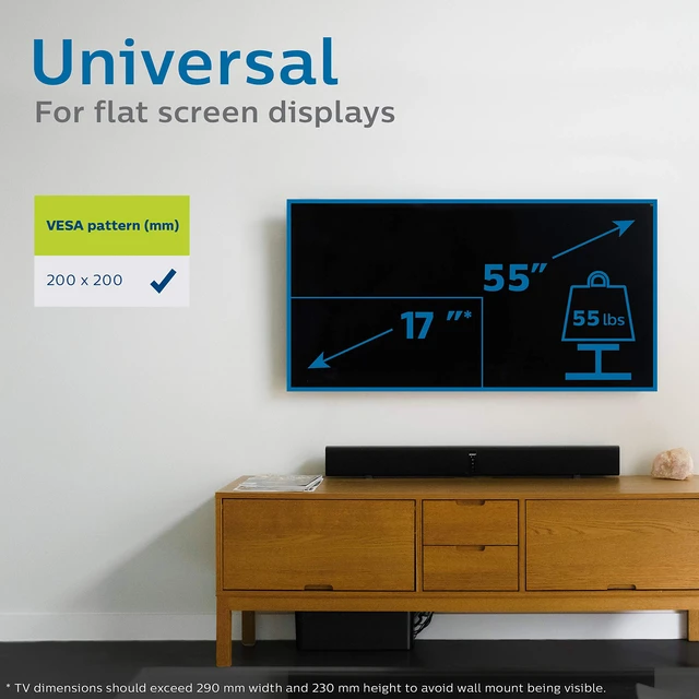 Alt view image 4 of 7 - Fixed TV Monitor Wall Mount Bracket for Most 17-55 Inch TVs LED LCD OLED HDTV Flat Curved Screen TVs and Monitors with Max VESA 200x200 up to 55lbs, Lockable Safety Bar, SQM3221/27