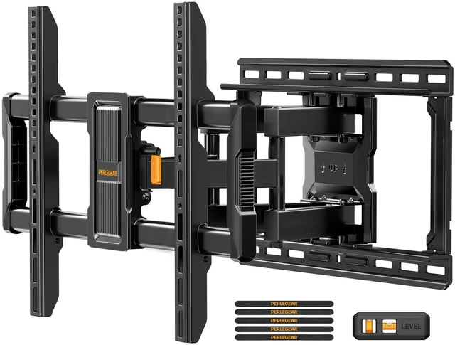 Main image of UL-Listed Full Motion TV Wall Mount for 4297 Inch Flat Curved TVs up to 132 lbs, 12/16 Wood Studs, TV Mount Bracket with Tool-Free Tilt, Swivel, Extension, Max VESA 600 x 400mm, PGLF15