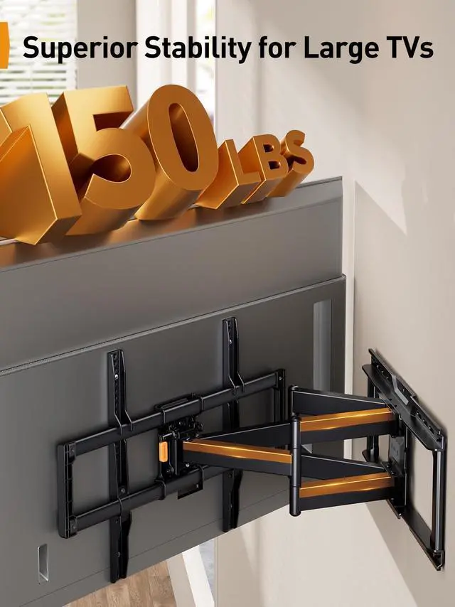 Alt view image 5 of 7 - Full Motion TV Wall Mount for 4290 inch TVs up to 150 lbs | UL Listed TV Mount with Pre-Assembled Design, Tool-Free Tilt, Swivel, Extension, VESA 600 x 400mm, 16/24 Wood Studs, PGLF16
