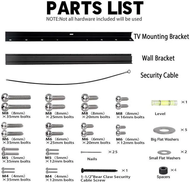 Alt view image 6 of 6 - No Stud TV Wall Mount, Drywall Studless TV Hanger No Damage, No Drill, Non Screws, Dry Wall Flat Screen TVs Easy Install Bar Bracket fits VESA 12-55 inch TVs up to 99 lbs, Include Hardware Levels