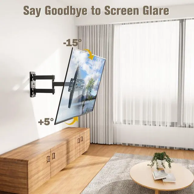 Alt view image 3 of 7 - TV Wall Mount Swivel and Tilt for Most 26-55 Inch TV, TV Mount Perfect Center Design, Full Motion TV Mount Bracket with Articulation, up to VESA 400x400mm, 60 lbs, MD2377