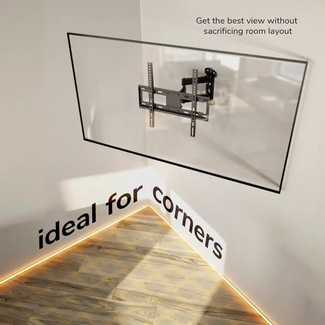 Alt view image 4 of 7 - Full Motion Corner TV Wall Mount Bracket - Single Stud Install - 90° Swivel, Tilt & 15 Extension - Single Articulating Arm for 19-55 TVs - Heavy-Duty Steel - VESA 100x100-400x400-66 lbs