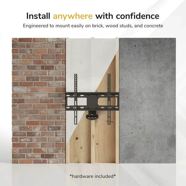 Alt view image 6 of 7 - Full Motion Corner TV Wall Mount Bracket - Single Stud Install - 90° Swivel, Tilt & 15 Extension - Single Articulating Arm for 19-55 TVs - Heavy-Duty Steel - VESA 100x100-400x400-66 lbs