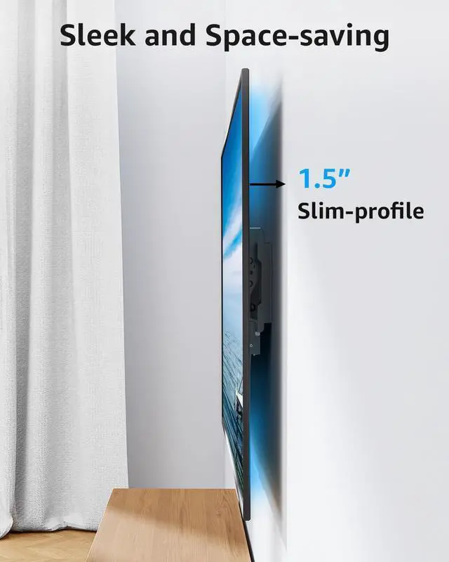 Alt view image 3 of 7 - TV Wall Mount Tilting TV Mount Bracket for Most 37-82 Inch Flat Screen/Curved Low Profile Wall Mount Saving Space Max VESA 600x400mm Hold up to 132 lbs Fit 16" 18" 24" Stud