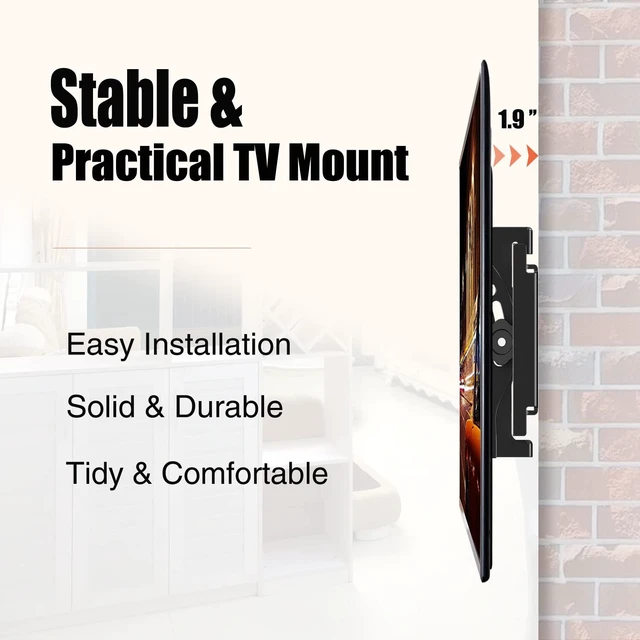 Alt view image 3 of 7 - Tilt TV Mount for Most 14-42 Inches Flat Curved Screen TVs and Monitor, Fit 22 24 27 32 39 40" Universal Slim Profile Wall Mount Bracket Loading 55lbs, Max VESA 250x210mm, Small TV Wall Mount