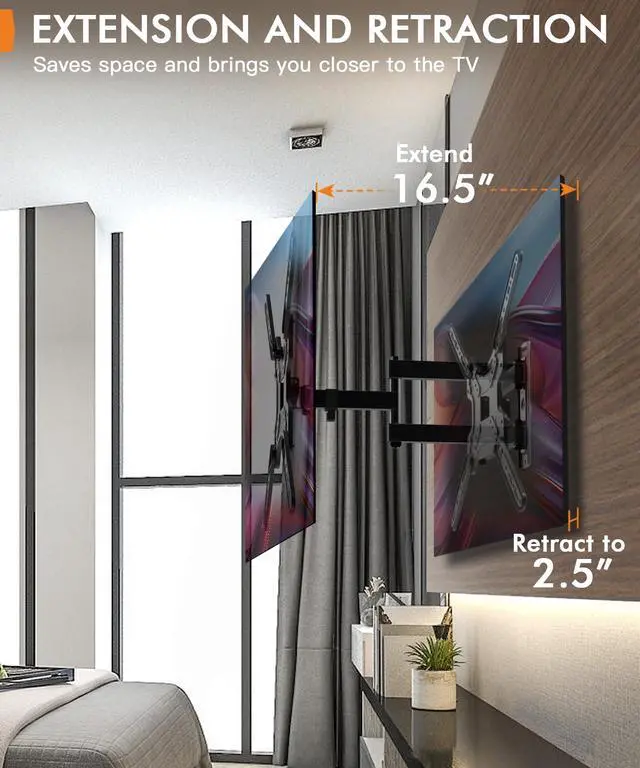 Alt view image 3 of 6 - Full Motion Corner TV Wall Mount for 26-55 Inch TVs