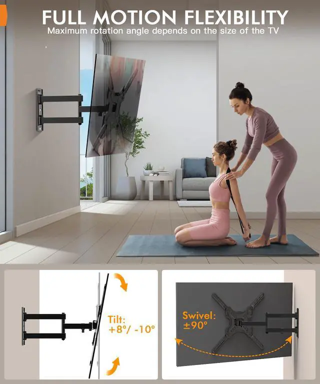 Alt view image 4 of 6 - Full Motion Corner TV Wall Mount for 26-55 Inch TVs