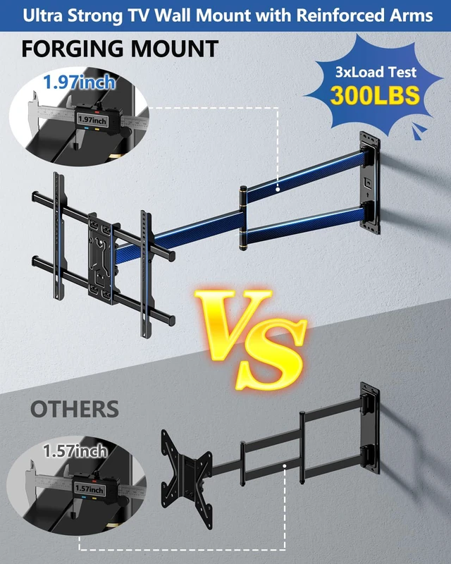 Alt view image 4 of 7 - Corner TV Wall Mount Long Arm TV Mount for 32-75 inch TVs Single Stud Full Motion Articulating TV Bracket with 33 Extension, Swivel Tilt, Max VESA 600x400mm, Holds up to 100 lbs