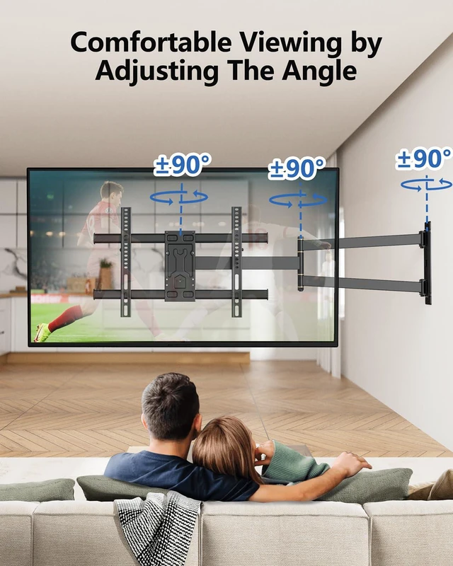 Alt view image 5 of 7 - Corner TV Wall Mount Long Arm TV Mount for 32-75 inch TVs Single Stud Full Motion Articulating TV Bracket with 33 Extension, Swivel Tilt, Max VESA 600x400mm, Holds up to 100 lbs