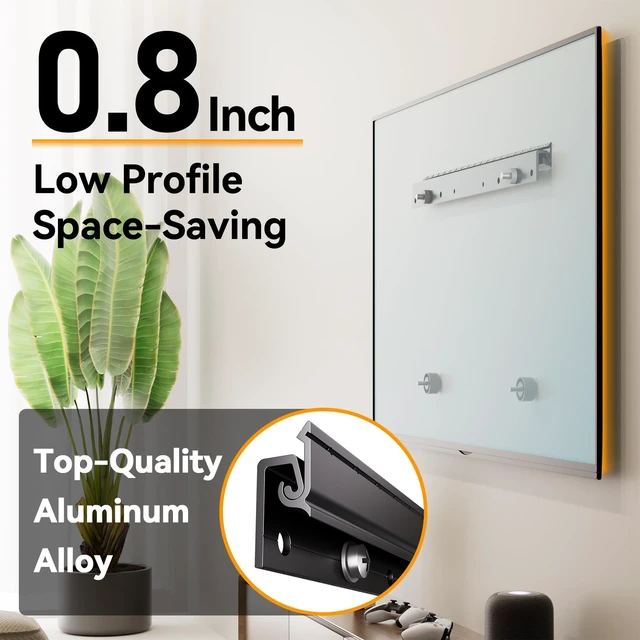 Alt view image 5 of 7 - Studless TV Wall Mount for 32-75 inch TVs, Low Profile, No Drill No Stud Drywall TV Mount Holds up to 150 lbs, Easy to Install for Bedroom Living Room, Includes Level & Mounting Hardware
