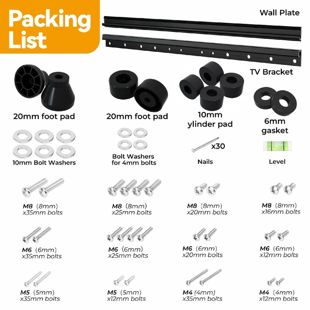 Alt view image 7 of 7 - Studless TV Wall Mount for 32-75 inch TVs, Low Profile, No Drill No Stud Drywall TV Mount Holds up to 150 lbs, Easy to Install for Bedroom Living Room, Includes Level & Mounting Hardware