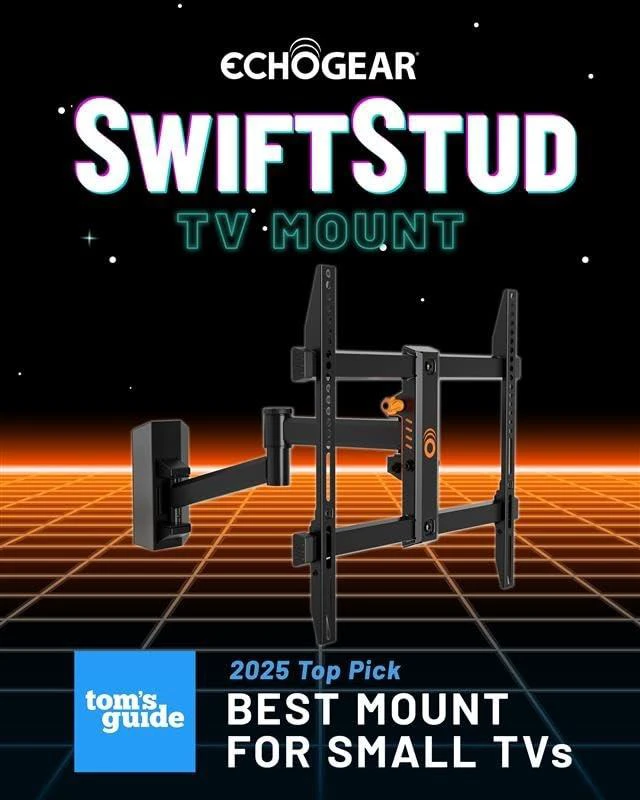 Alt view image 2 of 7 - ECHOGEAR SwiftStud Swivel Full Motion TV Wall Mount for TVs Up to 60" - Smooth Extention, Tilt - Wall Template for Easy Install On 1 Stud - Level & Hide Cables After Install