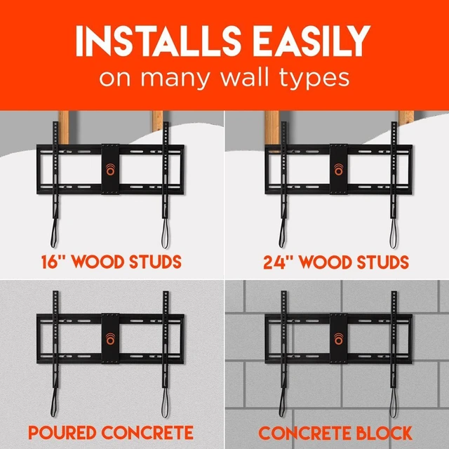 Alt view image 4 of 7 - SlimView TV Wall Mount for 32" to 80" TVs - 1.25" Low Profile with Pull String Locking System for Cable Access & Included Hardware for DIY Easy Install (Pack of 2)