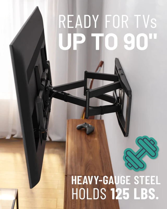 Alt view image 3 of 7 - MaxMotion TV Wall Mount for Large TVs 42" to 90" - Full Motion Has Smooth Swivel, Tilt, & Extension - Universal Design Works with Samsung, Vizio & More - Includes Hardware & Drill Template