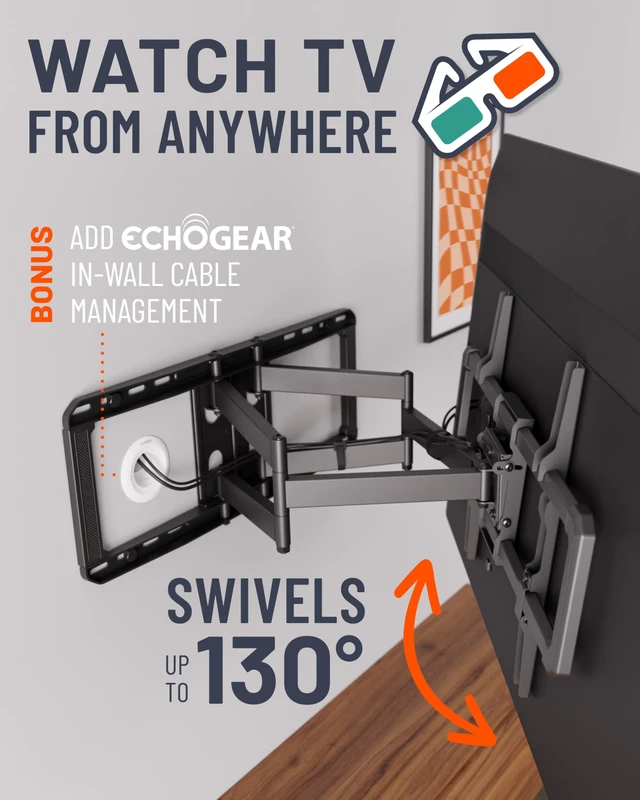 Alt view image 5 of 7 - MaxMotion TV Wall Mount for Large TVs 42" to 90" - Full Motion Has Smooth Swivel, Tilt, & Extension - Universal Design Works with Samsung, Vizio & More - Includes Hardware & Drill Template