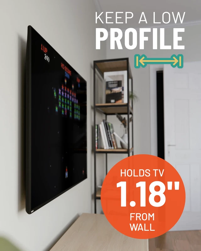 Alt view image 4 of 7 - Fixed TV Wall Mount for 32"-90" TVs up to 150lbs, 1.18" Profile Universal XL TV mount w/ DIY install includes easy drill template and all hardware, works on 16 & 24" studs or concrete