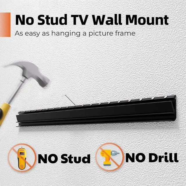 Alt view image 2 of 7 - Studless TV Wall Mount, Heavy Duty Drywall TV Bracket Hanger for 26-55 inch Flat Screen TVs, No Stud, NO Drill, No Anchors, Easy Install with All Hardware Included