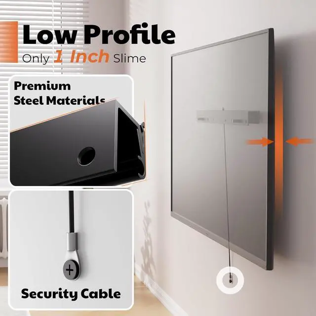 Alt view image 3 of 7 - Studless TV Wall Mount, Heavy Duty Drywall TV Bracket Hanger for 26-55 inch Flat Screen TVs, No Stud, NO Drill, No Anchors, Easy Install with All Hardware Included