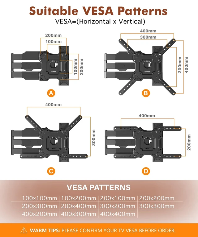 Alt view image 4 of 6 - 28.3" Long Arm TV Wall Mount for Most 26-65 Inch TV | Corner Wall Mount TV Bracket With Extension Arm Articulating, Swivel and Tilt, Max VESA 400x400mm and Up to 80 lbs