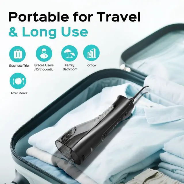 Alt view image 7 of 7 - ADA Accepted C50 Portable Water Flosser for Teeth: 4 Modes & 5 Intensity Levels Professional Electric Dental Pick for Sensitive Gums, Braces & Orthodontic - Cordless for Travel Use, BPA-Free