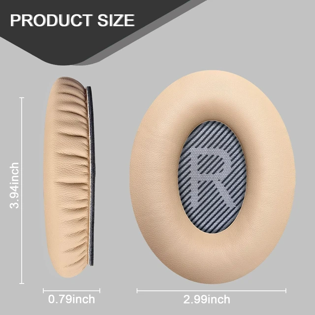 Alt view image 2 of 7 - Replacement Ear Pads for Bose QC35/QC35ii Headphones-Almond&Grey Earpads for Bose QuietComfort 35/35ii Wireless Headphones, Ear Cushions Covers for Bose QC25/15/2/Ae2/Sound Link/True