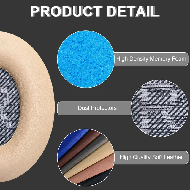 Alt view image 4 of 7 - Replacement Ear Pads for Bose QC35/QC35ii Headphones-Almond&Grey Earpads for Bose QuietComfort 35/35ii Wireless Headphones, Ear Cushions Covers for Bose QC25/15/2/Ae2/Sound Link/True