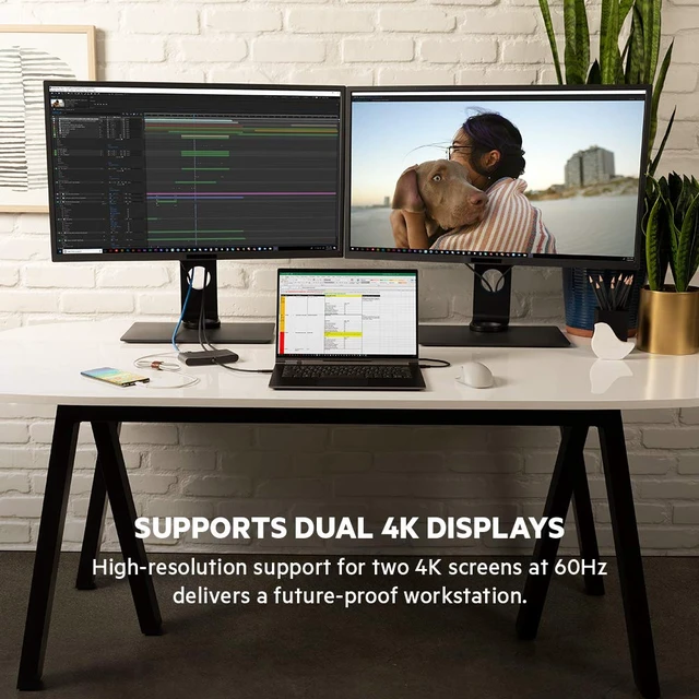 Alt view image 4 of 7 - Thunderbolt 3 Dock Mini HD With Cable - Usb C Hub - Usb C Docking Station For Macos & Windows, Dual 4K @60hz, 40Gbps Transfer Speed, With Ethernet Port, BLACK