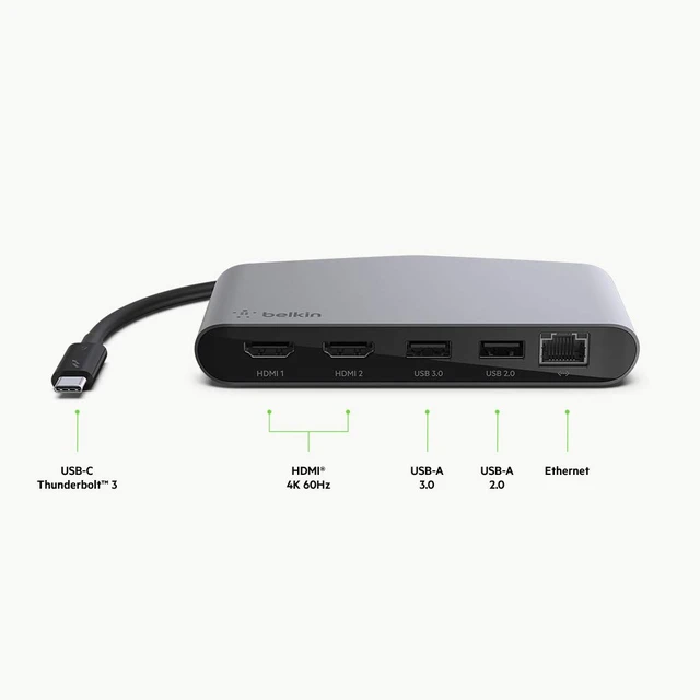 Alt view image 5 of 7 - Thunderbolt 3 Dock Mini HD With Cable - Usb C Hub - Usb C Docking Station For Macos & Windows, Dual 4K @60hz, 40Gbps Transfer Speed, With Ethernet Port, BLACK