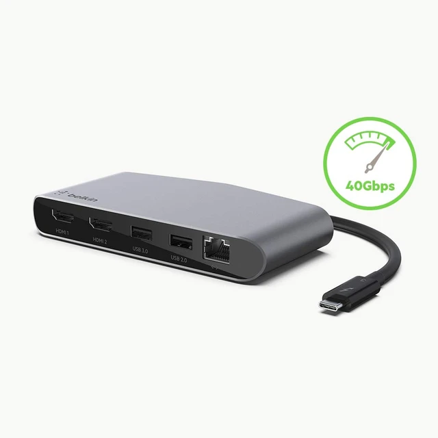 Alt view image 6 of 7 - Thunderbolt 3 Dock Mini HD With Cable - Usb C Hub - Usb C Docking Station For Macos & Windows, Dual 4K @60hz, 40Gbps Transfer Speed, With Ethernet Port, BLACK
