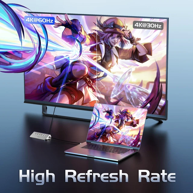Alt view image 6 of 7 - P9R PRO USB C Hub Ethernet, 10Gbps USB C Docking Station 10-in-1 with Type-C & 2 Type-A 3.2 Data, LAN, 4K@60Hz, 2 USB A 2.0, PD 100W, SD/TF Ports, 3.28FT Powered USB Hub for PC, iPhone 17, Mac