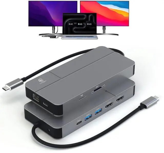Main image of MacBook Docking Station Dual Monitor, Laptop Docking Stations for MacBook pro/Air HP Dell Lenovo Computer, 10 in 1 USB C Dock with Dual Hdmi 4K@60Hz Splitter Extended Display, USB 3.2 Hub