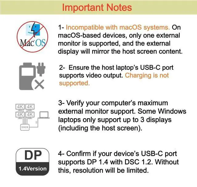 Alt view image 3 of 7 - USB-C Quad Display Docking Station | 4K Triple Monitor Laptop Dock Hub for Windows, Dual HDMI + DisplayPort + VGA, 3 USB Ports