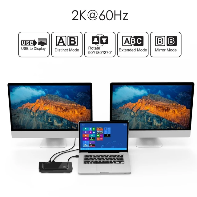 Alt view image 2 of 7 - Universal Docking Station Dual 1080P Monitor for Mac, Windows Displaylink Dock For USB 3.0/USB-C Laptop, with DVI HDMI VGA Gigabit Ethernet, Audio, 6 USB Ports for Workstation