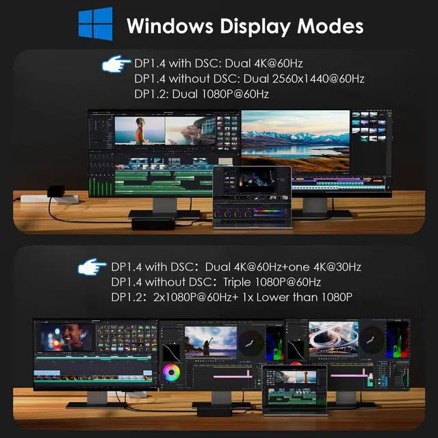 Alt view image 3 of 7 - Laptop Docking Station 3 Monitors, 12-1 USB Hub with 10Gbps M.2 PCIe/SATA SSD Enclosure, Expands MacBook/Mac mini (M4/M3/M2/M1), 4K@60Hz HDMI/DP, 100W PD, with 20V2A Independent Power Adapter