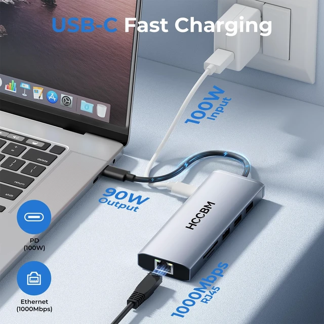 Alt view image 6 of 7 - USB C Laptop Docking Station Dual HDMI Monitor, 10-in-1 USBC Hub Dongle Dock with 2 HDMI 4K@60Hz, PD Charging, SD/Micro SD for Laptop MacBook/HP/Dell/Surface/Thinkpad