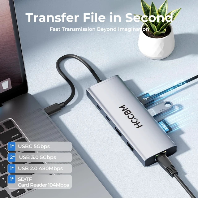 Alt view image 7 of 7 - USB C Laptop Docking Station Dual HDMI Monitor, 10-in-1 USBC Hub Dongle Dock with 2 HDMI 4K@60Hz, PD Charging, SD/Micro SD for Laptop MacBook/HP/Dell/Surface/Thinkpad