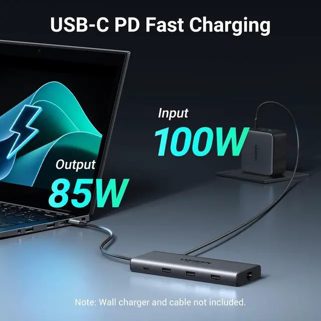 Alt view image 5 of 7 - 10-in-1 USB C Docking Station, Dual HDMI 4K@60Hz, Single 8K@30Hz, 100W PD, 5Gbps USB C&A Data Ports, Gigabit Ethernet, SD/TF 3.0 Card Reader, Revodok Pro 210 USB-C Hub Compatible for HP, Dell