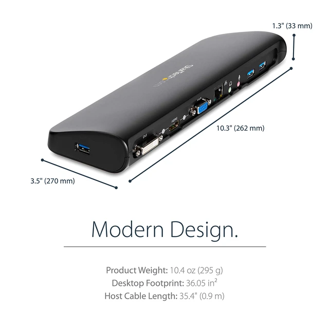 Alt view image 5 of 7 - Dual Monitor USB 3.0 Laptop Docking Station with HDMI/DVI/VGA, 3x USB-A Hub, GbE, Audio, Universal Type-A Dock for Windows/macOS/ChromeOS - TAA Compliant (USB3SDOCKHDV)