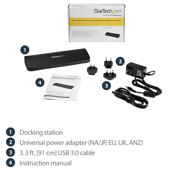 Alt view image 6 of 7 - Dual Monitor USB 3.0 Laptop Docking Station with HDMI/DVI/VGA, 3x USB-A Hub, GbE, Audio, Universal Type-A Dock for Windows/macOS/ChromeOS - TAA Compliant (USB3SDOCKHDV)