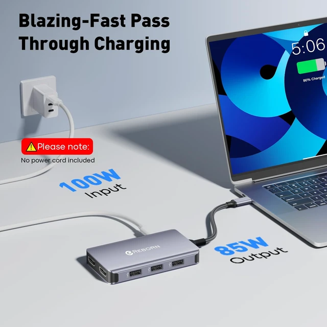 Alt view image 6 of 7 - USB C Hub to Dual HDMI 4K, Docking Station Dual Monitor for Laptop, 6-in-1 USBC Dongle Adapter with 100W PD, 3 USB Ports, Portable HDMI Splitter Extended Display for Lenovo, HP, Dell, Surface