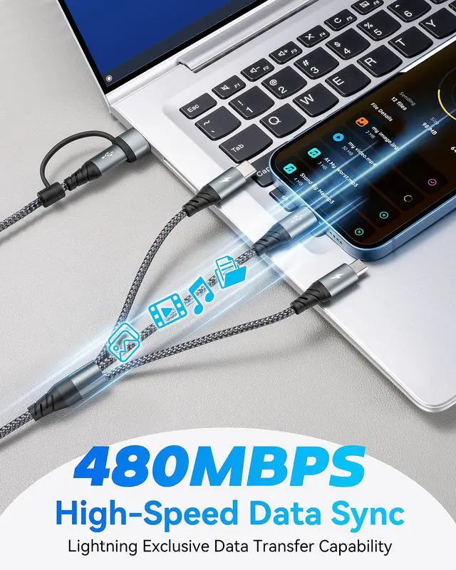 Alt view image 7 of 7 - 5 in 1 Multi Charging Cable,USB A/C Multiple Charger Cable with USB C/Lightning/Micro Ports,Travel Essential Charging Cords for Multiple Devices for iPhone 17-8/iPad/Galaxy/Tablets/Android -2Pack/4Ft