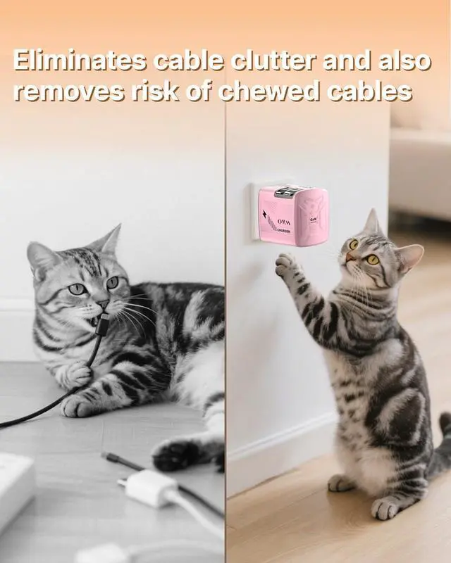 Alt view image 6 of 7 - Fast Charger for iPhone17/16/15,60W gan Charger,Retractable Phone Charger Wall Plug with Lightening and Type-C Cables for iPhone, Galaxy S25/24,Android and More (Pink)