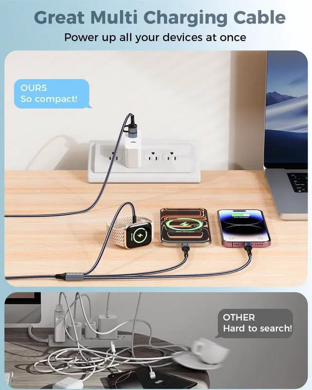 Alt view image 6 of 7 - Travel Essentials for Apple Watch Charger,Multi Charging Cable for iPhone 17,iWatch Charger USB C Cord,Car Cruise RV Camping Essentials 2026 for iWatch Ultra/11&iPhone 16/15, Xbox One Cables