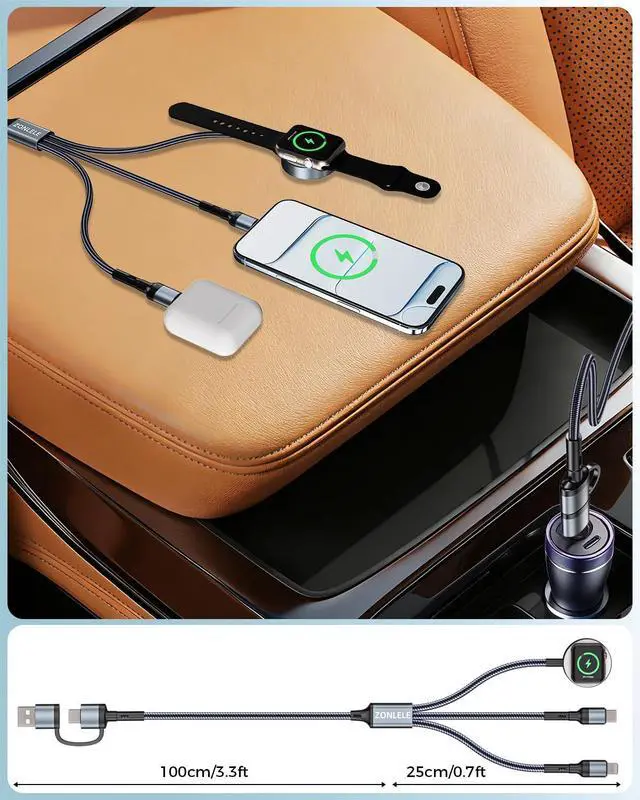 Alt view image 4 of 7 - Travel Essentials for Apple Watch Charger,Multi Charging Cable for iPhone 17,iWatch Charger USB C Cord,Car Cruise RV Camping Essentials 2026 for iWatch Ultra/11&iPhone 16/15, Xbox One Cables
